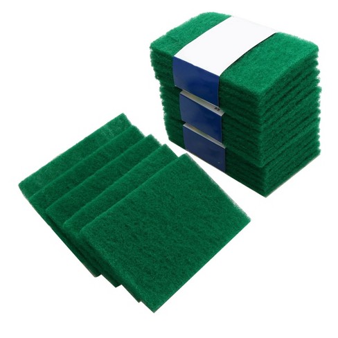 Unique Bargains Non-Scratch Scouring Sponge Scrub Pads Kitchen Cleaning  Pads Green 15Pcs