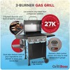 Grill Boss Outdoor Barbeque 3 Burner Propane Gas Grill for Barbecue Cooking with Top Cover Lid, Wheels, and Side Storage Shelves, Black - 2 of 4