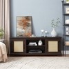 Wooakway Farmhouse Rattan TV Stand Console Table for TVs up to 70 Inches, TV Console Table with 2 Storage Shelves - 4 of 4