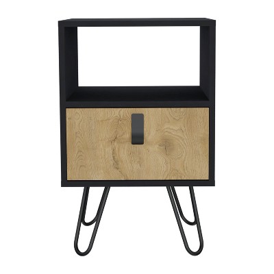 NicBex Nightstand with 1 Drawer,Modern Side Table with Storage Space and Open Shelf,Bedside Table for Bedroom,Living Room,White Brown
