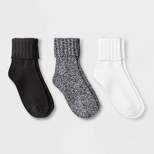 Women's Chunky Turn Cuff 3pk Crew Socks - Universal Thread™ Black/White 4-10
