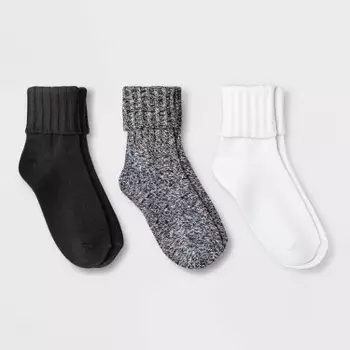 Women's Garter 3pk Stitch Ankle Socks - Universal Thread™ Black/gray ...