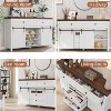 Coffee Bar Table with 5 Drawers and Sliding Barn Doors,Adjustable Shelf Wooden Console Table for Living Room & Dining Room - 4 of 4