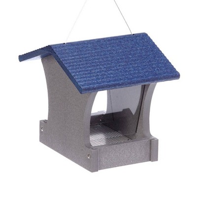 Bird's Choice Green Solutions 2qt Hopper Feeder Gray with Blue Roof - Small