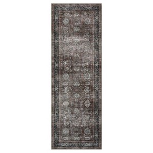 Living Room Rug, Washable Vintage Floral Low Pile Non Slip Carpet for Bedroom, Dining Room, Office, Farmhouse Rug - 1 of 4