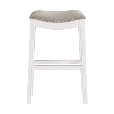 Williston 29'' White Leather Saddle Style Bar Stool