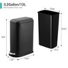 3.2 Gallon Kitchen Trash Can with Soft Close Lid - Fingerprint Proof Stainless Steel Garbage Bin, Quiet Foot Pedal, Hidden Handle - 2 of 4