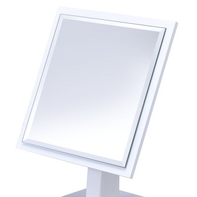 Vynxaria 9.5" Tall Polyresin & Wood Make-Up Mirror on Pedestal - Elegant White Finish