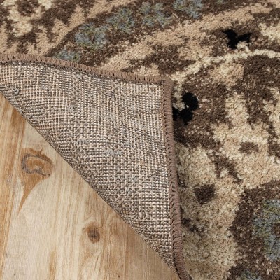 Light Blue Floral Damask Synthetic Indoor Area Rug, 4' x 6'