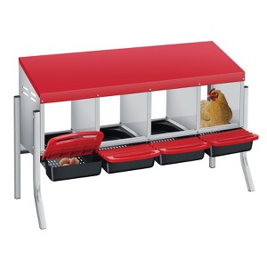 Chicken Nesting Boxes, 4 Compartment Metal Roll Away Nest Box for Chicken and Poultry to Collect Eggs, Chicken Laying Box for Chicken Coop - 1 of 4