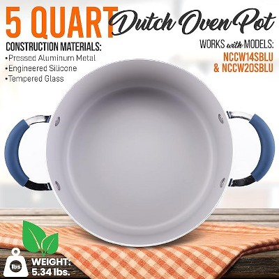 NutriChef 5-Quart Blue Non-Stick Aluminum Dutch Oven with Glass Lid