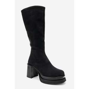 Carm - Black Nubuck Platform Mid Calf Boot (Women) black nubuck 5.5 Forever & Always Shoes US - 1 of 4