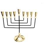 Classic Touch Black and Gold Straight Cut Menorah