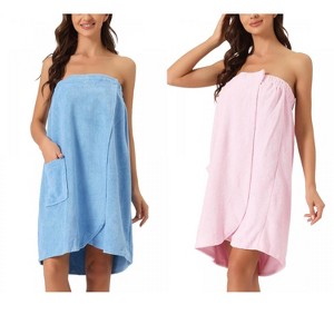 INSPIRE CHIC Women's 2 Pcs Bath Gym Towel Wrap with Shower Cap Spa Robe - 1 of 4
