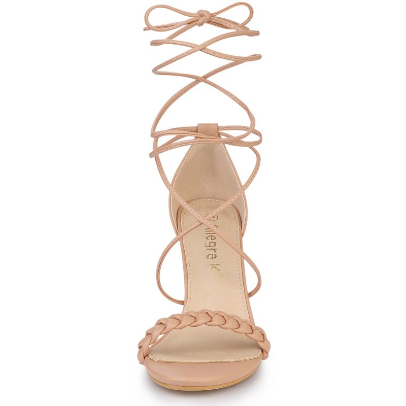Allegra K Women's Woven Lace Up Strappy Stiletto Heel Sandals, 2 of 7
