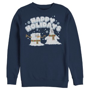 Men's SpongeBob SquarePants Happy Holiday Snowman Sweatshirt - 1 of 3