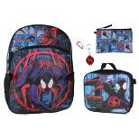 Spider-Man Miles Morales Backpack Lunch Box Key Chain Case 5 pc Set Blue