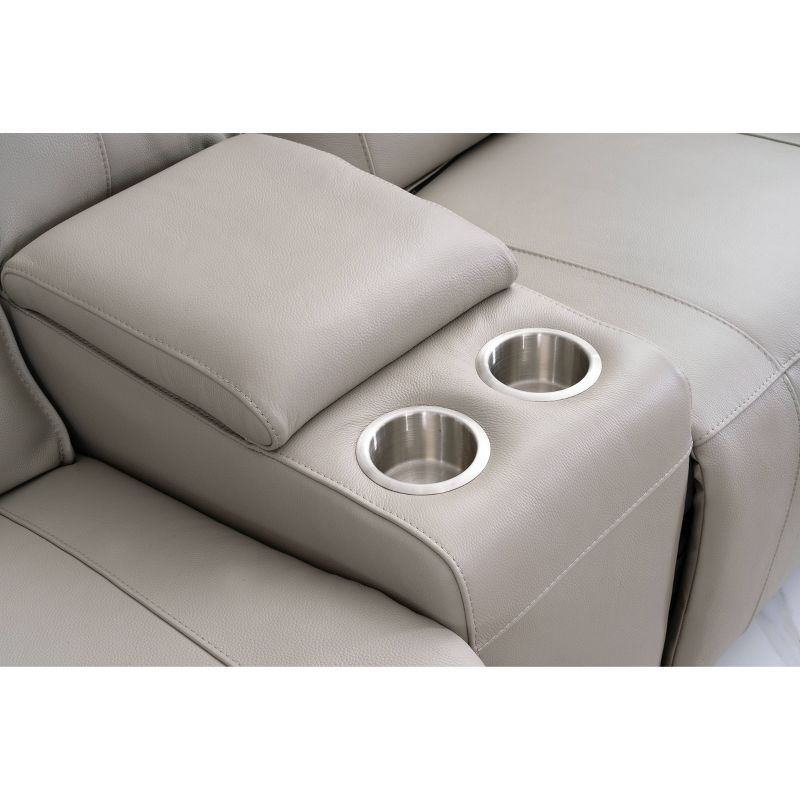 Layton Leather Power Console Reclining Loveseat with Power Headrest Light Gray - Abbyson Living, 3 of 6