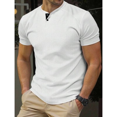 TIME HOLLOW V-Neck Short Sleeve T-Shirt - Fashionable Summer Fit