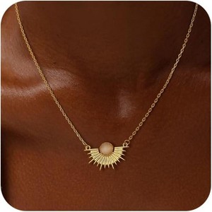 Layered Gold Necklaces for Women, Dainty 14K Gold Plated Non-Tarnish Stacking Set - 1 of 4