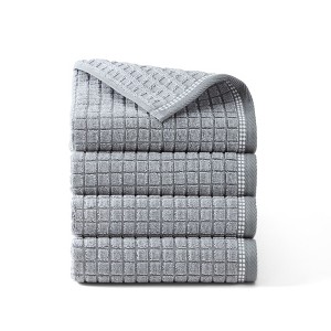 TOWN & COUNTRY EVERYDAY 4-Piece Textured Windowpane Hand Towel Set - 1 of 4