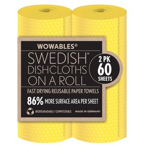 LOLA Wowables XL Swedish Dishcloths, 12 Reusable Eco Cleaning Cloths, 11" x 10", Ultra Absorbent Cellulose Sponge Towel, Compostable - 1 of 4