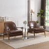 Christopher Knight Home Set of 2 Axel Modern Faux Leather and Wood Accent Chairs Dark Brown - 2 of 4