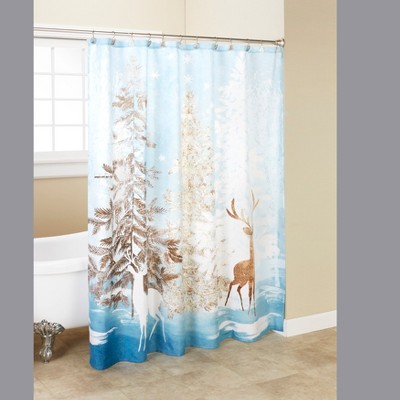 Lakeside Christmas Shower Curtain - Winter Wonderland Bathroom Decor