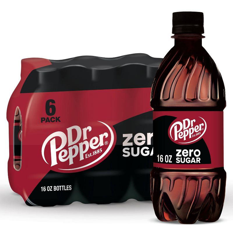 Dr Pepper Zero Sugar Soda - 6pk/16 fl oz PET Bottles, 1 of 8