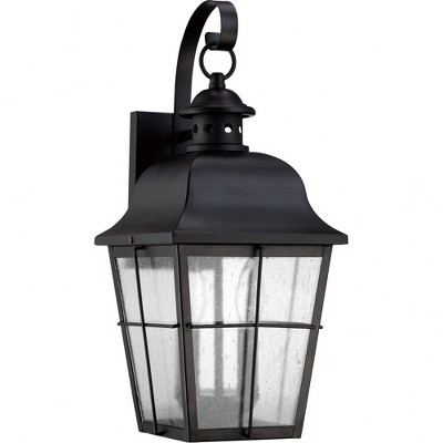 Mystic Black 18.5" Copper Outdoor Lantern with Seeded Glass