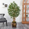 Nearly Natural 5.5-ft Ficus Bushy Artificial Tree in Decorative Planter - 3 of 4