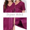cheibear Women's Short Sleeve Mini length Striped Pajama Dress - 4 of 4