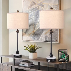 Maxax Table Lamps Set of 2,Buffet Lamps  Nightstand Lamps with Fabric Shade 26" Bedside Desk Lamps for Bedroom, Living Room - 1 of 4