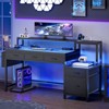 WOWLIVE 57 inch Gaming Desk with LED Lights & Power Outlet, Computer Desk with Monitor Stand and 5 Storage Drawers for Home Office - 2 of 4
