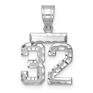 Black Bow Jewelry 14k White Gold, Varsity Collection, Small D/C Pendant, Number 32 - 1 of 4