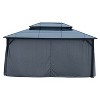 GDFStudio Emerson Outdoor 12' x 16' Aluminum Gazebo with Polycarbonate Double Roof, Curtains and Netting - 2 of 4