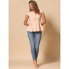 INSPIRE CHIC Women's Elegant Round Neck Cap Sleeve Solid Color Peplum Blouses - 3 of 4
