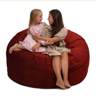 Ultimate Sack 5ft Bean Bag Chair, Oversized Comfortable Indoor Floor Lounger, Giant Foam-Filled Furniture for Relaxing, Burgundy Suede