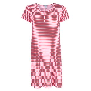 Elegant Emily Women's Plus Sized Striped Henley Nightgown - 1 of 4
