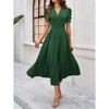 Long Formal Dresses for Women V-Neck Puff Short Sleeve A-Line Gowns Evening Party Cocktail Dress - 3 of 4