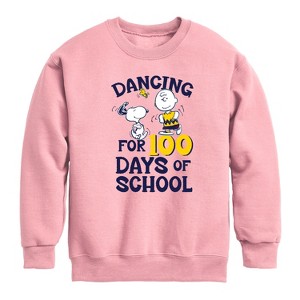 Boys' - Peanuts - Dancing For 100 Days Of School Graphic Long Sleeve Fleece Sweatshirt - 1 of 4