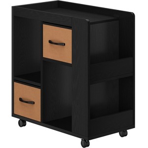 Yaheetech Modern Rolling End Table Side Table with 2 Foldable Fabric Drawers, Magazine Racks for Living Room - 1 of 4