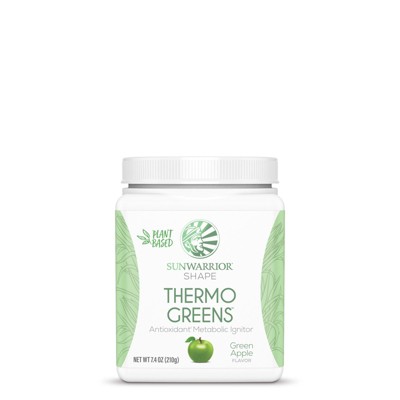 Shape Thermo Greens, Metabolism Boost & Digestion Support Powder, Aids in Calorie Burning, Unflavored or Green Apple, Sunwarrior, 210g 30 Servings