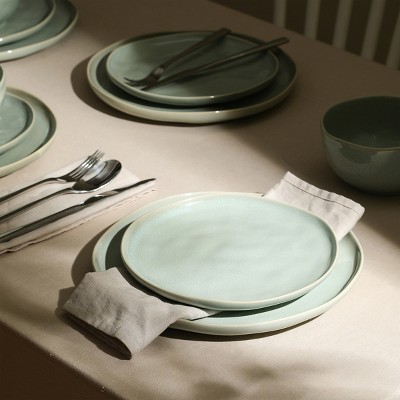 Mirella Light Green Ceramic 12-Piece Dinnerware Set, Service for 4