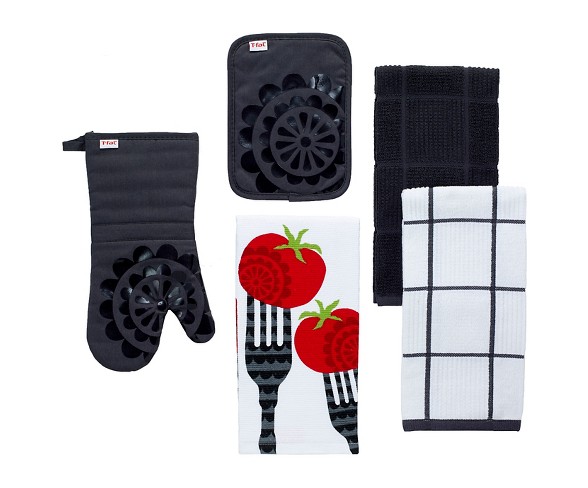 Charcoal/Dark Gray Parquet Kitchen Towel 2 Pack (16"x26") T-Fal