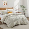 Peace Nest Jacquard Cotton Linen Blend Duvet Cover Set, 3 Piece Bedding Set with Pillow Shams, Grid, Full/Queen - 2 of 4