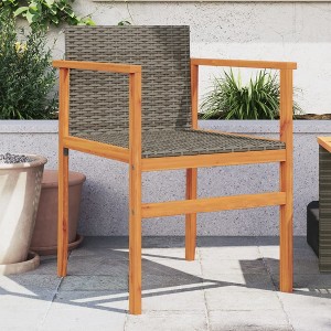 vidaXL Patio Chairs 2 pcs Gray Poly Rattan&Solid Wood - 1 of 4