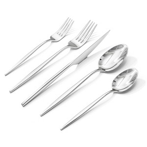 Angel Sar 40-Piece 18/10 Stainless Steel Flatware Set, Premium Cutlery for 8, Mirror Polished Silverware, Dishwasher Safe - 1 of 4