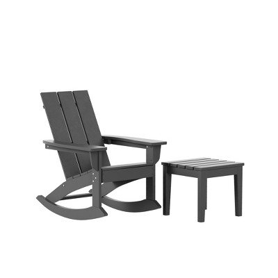 WestinTrends Modern Adirondack Outdoor Rocking Chair with Side Table Set