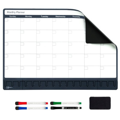 12"x17" Dry Erase Magnetic Monthly Calendar with 4ct Markers and Eraser - Note Tower